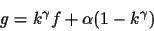 \begin{displaymath}g=k^\gamma f + \alpha(1-k^\gamma)
\end{displaymath}